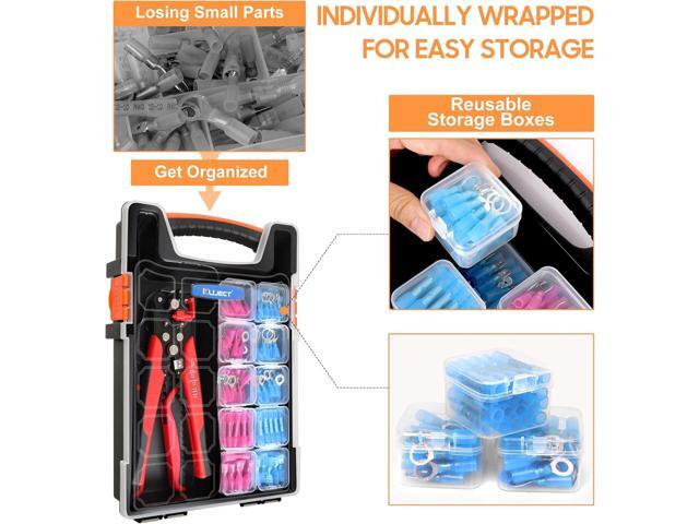 Kuject Crimping Tool Kit, 340 PCS Heat Shrink Wire Connectors(AWG2210), 3-in-1 Adjustable Wire Stripper and Wire Crimper Kit for Automotive,...