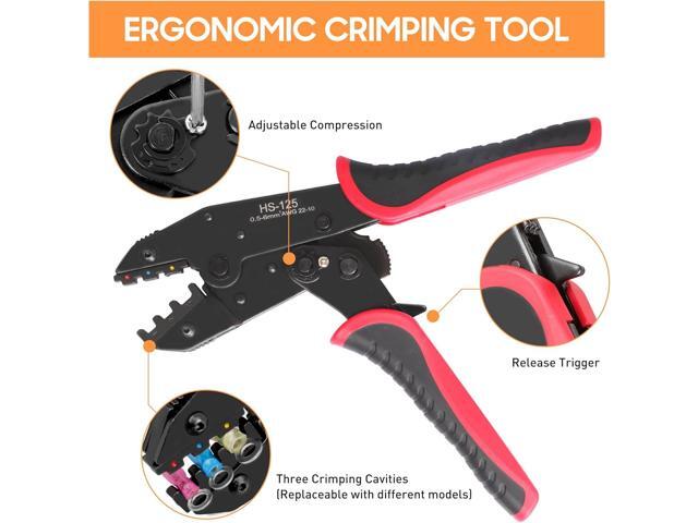 Kuject Crimping Tool Kit, 340 PCS Heat Shrink Wire Connectors(AWG2210), 3-in-1 Adjustable Wire Stripper and Wire Crimper Kit for Automotive,...
