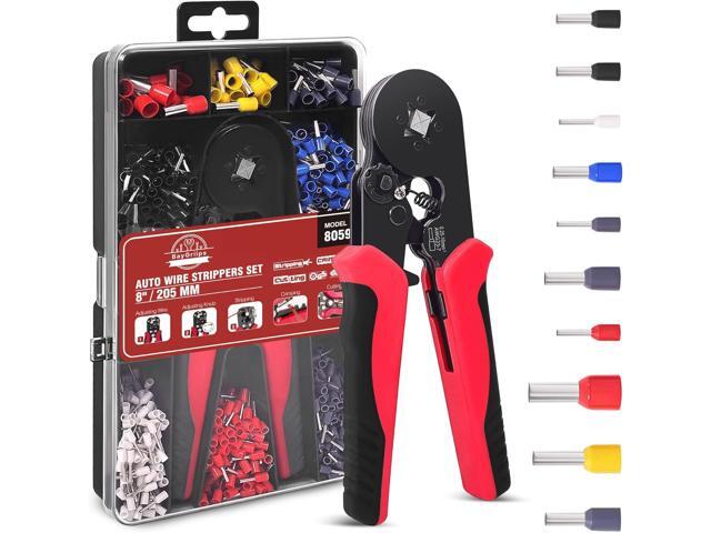 Wire Crimper Tool,Ferrule Crimping Tool Kit, Square Crimping Tools, AWG 23-7 Self-adjustable Ratchet Wire Crimping Tool Kit Crimper Plier Set with...