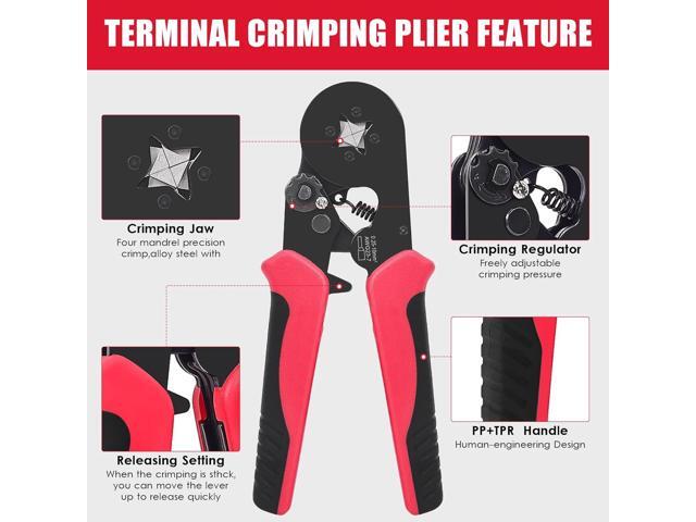 Wire Crimper Tool,Ferrule Crimping Tool Kit, Square Crimping Tools, AWG 23-7 Self-adjustable Ratchet Wire Crimping Tool Kit Crimper Plier Set with...
