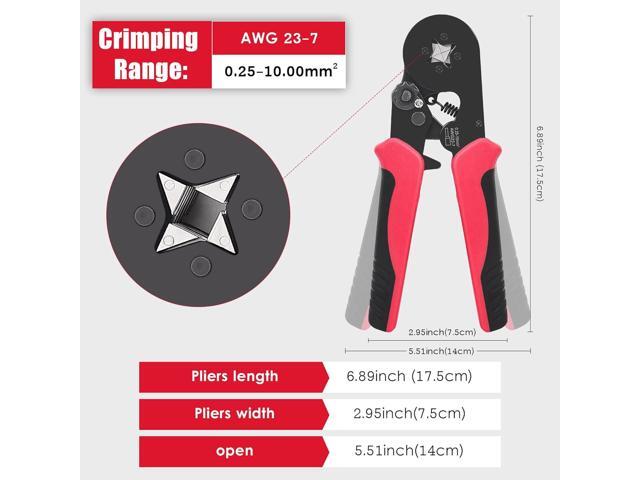 Wire Crimper Tool,Ferrule Crimping Tool Kit, Square Crimping Tools, AWG 23-7 Self-adjustable Ratchet Wire Crimping Tool Kit Crimper Plier Set with...
