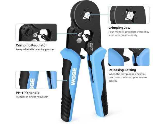 WGGE Ferrule Crimping Tool Kit, AWG 23-7 Self-adjustable Ratchet Wire Ferrule Crimper Plier Set with 1200pcs Wire Terminals Crimping Connectors...