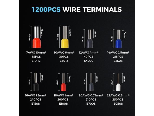 WGGE Ferrule Crimping Tool Kit, AWG 23-7 Self-adjustable Ratchet Wire Ferrule Crimper Plier Set with 1200pcs Wire Terminals Crimping Connectors...