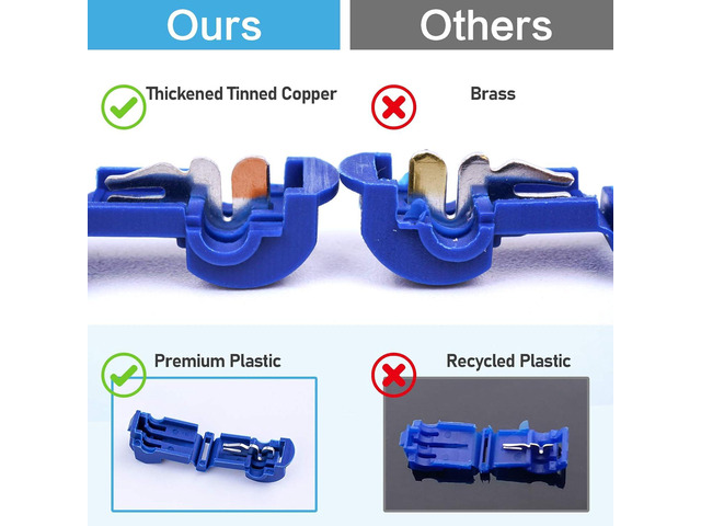 TICONN 240Pcs T Tap Wire Connectors, T Wire Quick Splice Connector, T Connectors for Wiring with Storage Case (240Pcs)