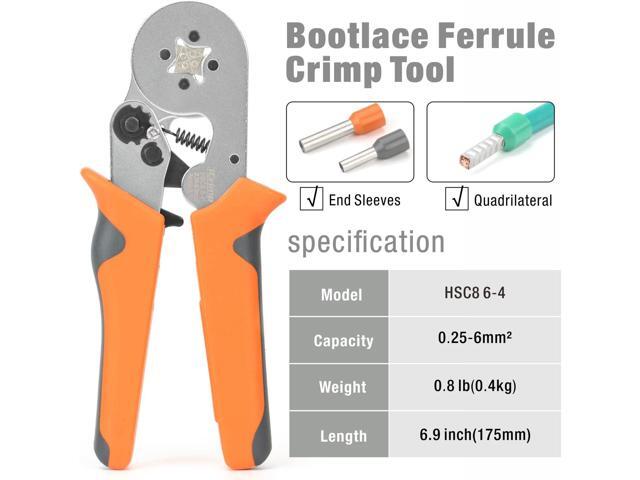 iCrimp Ferrule Crimping Tool Kit, AWG 23-10 Self-adjustable Ratchet Ferrule Crimper Plier c/w 770End Sleeve Ferrules Connector Terminals on...
