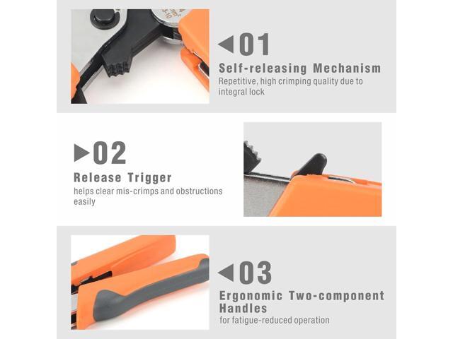 iCrimp Ferrule Crimping Tool Kit, AWG 23-10 Self-adjustable Ratchet Ferrule Crimper Plier c/w 770End Sleeve Ferrules Connector Terminals on...