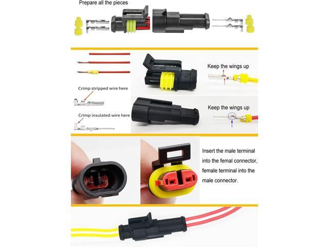 352Pcs Waterproof Electrical Connector Terminals Automotive Electrical Wire Connectors 1/2/3/4 Pin Connector with Ratchet Crimping Tool