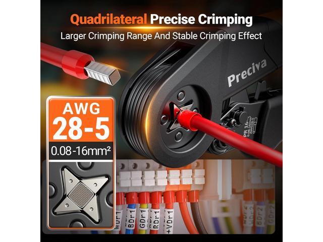 Preciva Ferrule Crimping Tool Kit - AWG 28-5 (0.08-16mm²) Self-Adjustable Ratchet Ferrule Terminals Crimping Tool, Quadrilateral Ferrule Crimper...
