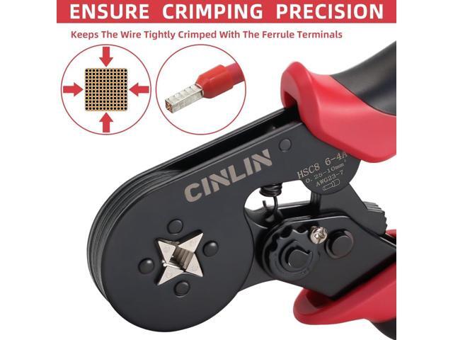 Ferrule Crimping Tool Kit - Square Ferrule Crimper Plier (AWG 23-7) with 1380pcs Wire End-Sleeves Red copper Terminals Kit