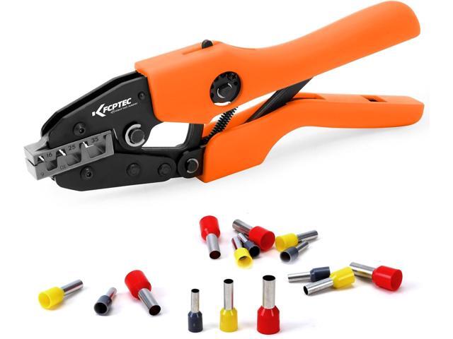 KF CPTEC Ratcheting Ferrule Crimping Tool for Wire End Sleeves, AWG 2-10 (6-35mm²) Heavy Duty Electrical Crimper