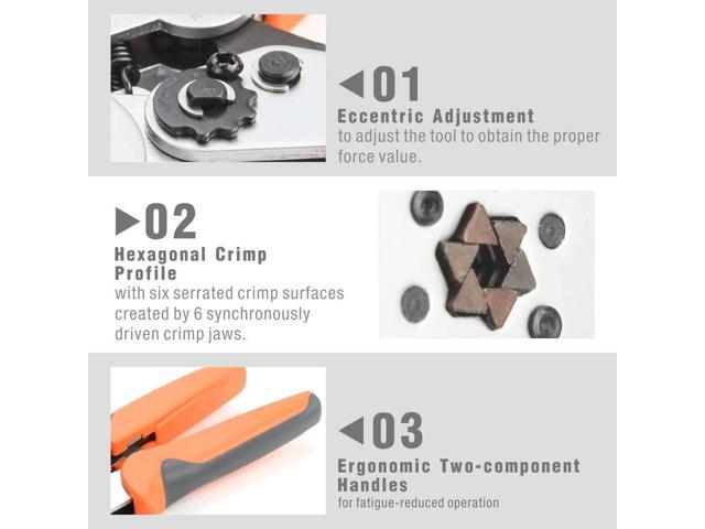 iCrimp Wire Ferrule Crimping Tool, Hexagonal Crimp Profile, Self-adjusting Wire End-sleeves Crimper for AWG23-10 Insulated Terminal & Non-insulated...