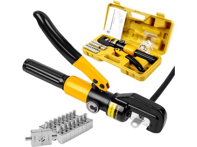 YUZES Hydraulic Crimping Tool 10 Tons, 12 AWG to 2/0 Battery Cable Crimper Tool with 9 Dies, Easy to Operate Hydraulic Wire Crimping Tool Kit for...
