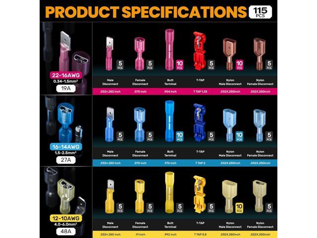 SOMELINE Heat Shrink Connector Crimp Tool Kit, 22-10 AWG Ratchet Crimping Pliers, with 18 Size Marine Grade Heat Shrink Disconnect Terminals and...