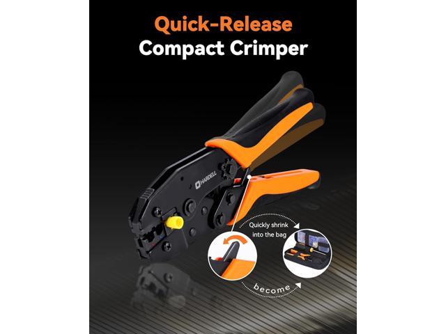 HARDELL Crimping Tool for Heat Shrink AWG22-10, Wire Crimping Tool with 90 PCS Wire Connectors, 3 Interchangeable Dies, Anti-Slip Grip, Electrical...