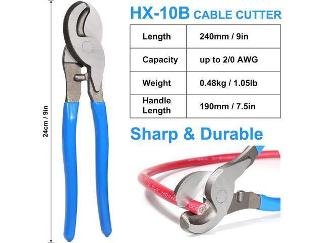 Solsop Battery Cable Crimper Tool for AWG 10, 8, 6, 4, 2, 1/0 Gauge Electrical Lug, Battery Lug Crimping Tool with 60PCS Copper Wire Lugs and Heat...