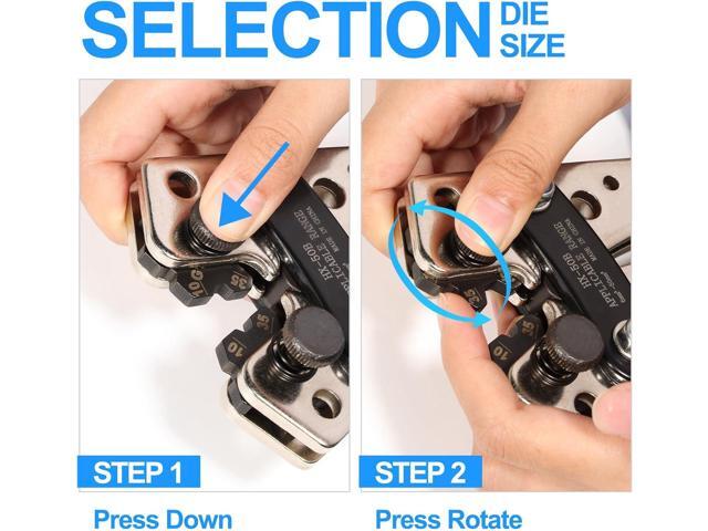 Solsop Battery Cable Crimper Tool for AWG 10, 8, 6, 4, 2, 1/0 Gauge Electrical Lug, Battery Lug Crimping Tool with 60PCS Copper Wire Lugs and Heat...