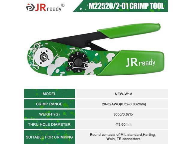 JRready NEW-W1A Indent impression Crimping Tool design according M22520 2 01 Crimper for miniature Connector and M39029 solid contact MIL connector...
