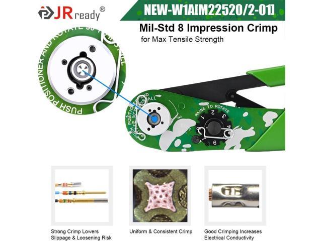 JRready NEW-W1A Indent impression Crimping Tool design according M22520 2 01 Crimper for miniature Connector and M39029 solid contact MIL connector...