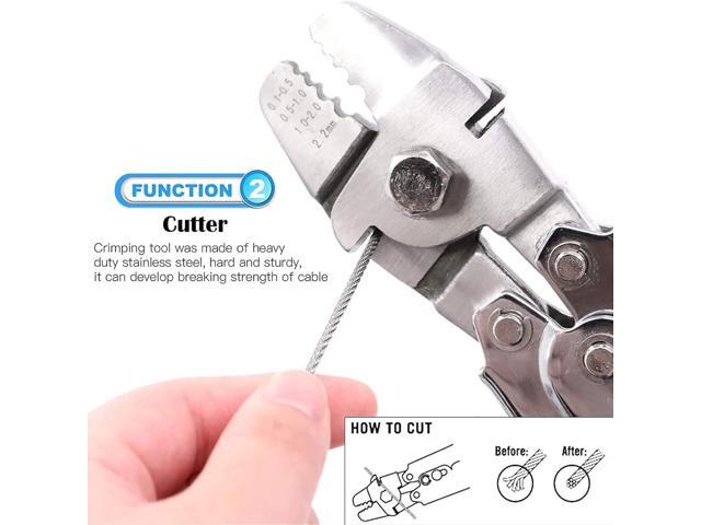 Stainless Steel Wire Cable Crimping Tool Kit, Cutter &Crimper Plier, 100FT 304 Wire Rope, 100pcs Aluminum Sleeves Stops Complete Kit (1/16''...