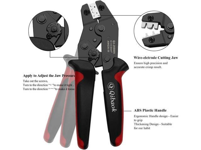 Qibaok Crimping Tool Kit Ratcheting Crimper with 1550PCS 2.54mm Dupont Connectors and 760pcs 2.54mm JST-XH Connectors for AWG 26-20(0.1-0.5mm²)