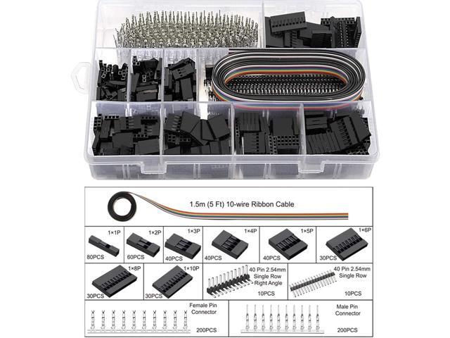 Qibaok Crimping Tool Kit Ratcheting Crimper with 1550PCS 2.54mm Dupont Connectors and 760pcs 2.54mm JST-XH Connectors for AWG 26-20(0.1-0.5mm²)