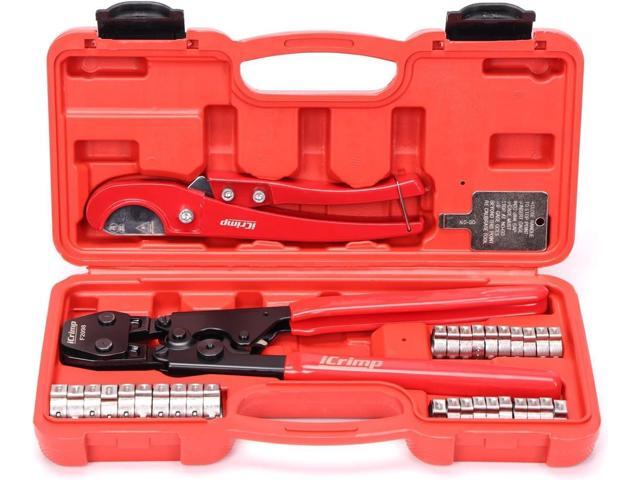 iCrimp PEX Pipe Clamp Crimping Tool Kit Cinch Crimper Tool for Stainless Steel Clamps from 3/8-inch to 1-inch with 1/2-inch 20pcs and 3/4-inch...