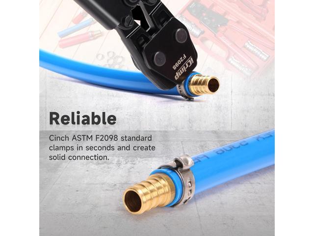 iCrimp PEX Pipe Clamp Crimping Tool Kit Cinch Crimper Tool for Stainless Steel Clamps from 3/8-inch to 1-inch with 1/2-inch 20pcs and 3/4-inch...