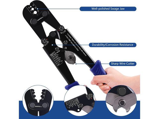 Yangoutool Wire Rope Crimping and Cutting Kit: Suitable for 1/16inch (1.59mm) to 1/8inch (3.18mm) Steel Cable Swaging, Includes 100pcs 1/8inch...