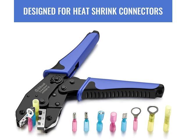 Qibaok Crimping Tool Ratcheting Wire Crimper for Heat Shrink Connectors Ratchet Terminal Crimper Wire Crimp Tool AWG 22-10