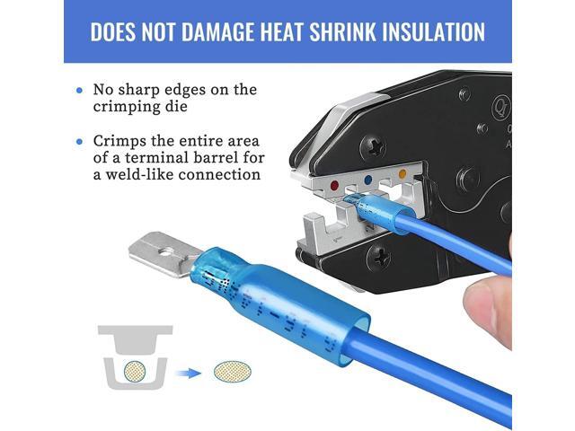 Qibaok Crimping Tool Ratcheting Wire Crimper for Heat Shrink Connectors Ratchet Terminal Crimper Wire Crimp Tool AWG 22-10