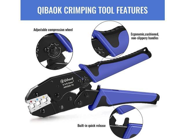 Qibaok Crimping Tool Ratcheting Wire Crimper for Heat Shrink Connectors Ratchet Terminal Crimper Wire Crimp Tool AWG 22-10