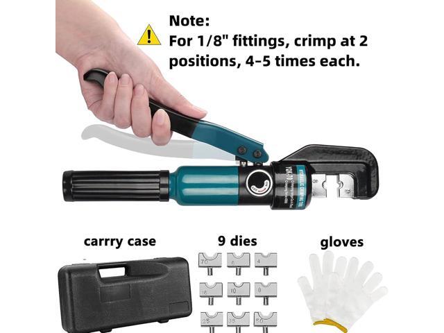 Steel DN Mate Hydraulic Crimping Tool with 9 Harden Dies for Stainless Steel Cable Railing 1/8' 5/32' to 3/16' Hydraulic Crimper, DC01 Battery...