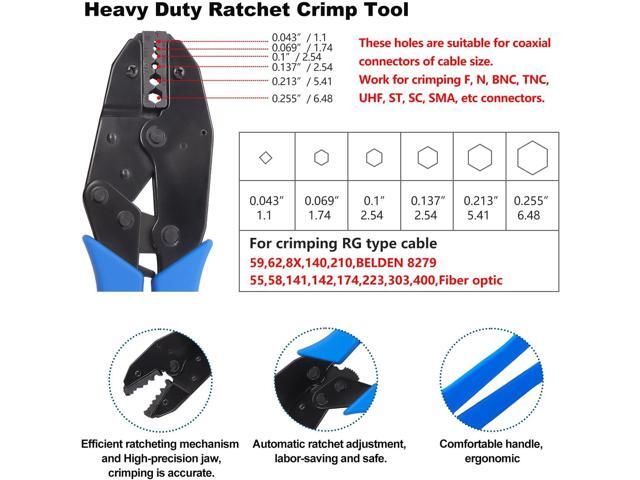 mxuteuk Coaxial Cable Tool Kit,BNC Crimp Tool with 8PCS BNC/UHF Crimp Male Connectors 1PCS Coaxial Cable Stripper 1PCS Wire Cutter for RG58, RG59,...
