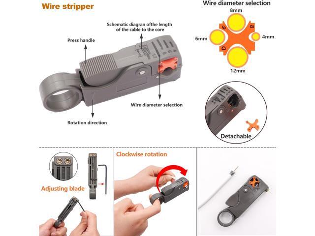 mxuteuk Coaxial Cable Tool Kit,BNC Crimp Tool with 8PCS BNC/UHF Crimp Male Connectors 1PCS Coaxial Cable Stripper 1PCS Wire Cutter for RG58, RG59,...