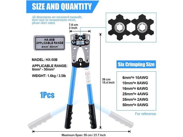 Glarks 2Pcs Wire Crimper Terminal Crimping Tool Cable Lug Crimper Cu/Al Terminal Ratchet Electrician Plier with Cable Cutter for 10, 8, 6, 4, 2,...