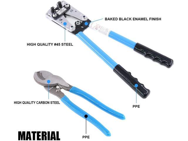 Glarks 2Pcs Wire Crimper Terminal Crimping Tool Cable Lug Crimper Cu/Al Terminal Ratchet Electrician Plier with Cable Cutter for 10, 8, 6, 4, 2,...