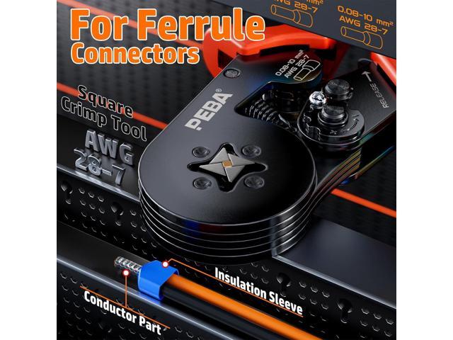 PEBA Ferrule Crimping Tool Kit, 28 Sizes Tinned Copper Terminals Ferrule with Twin Wire Ferrules, AWG 28-7 Self-Adjusting Ratchet Wire Crimper,...
