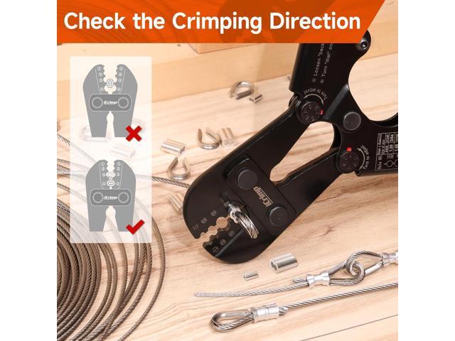 iCrimp Wire Rope Crimping Tool for Aluminum Oval Sleeves, Double Sleeves, Crimping Loop sleeve from 3/64-inch to 1/8-inch