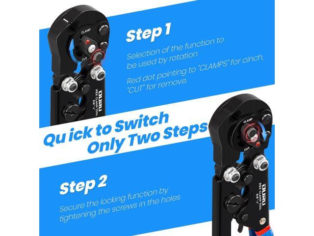 2 IN 1 Ratchet Pex Crimping Tool Cinch and Remove Combo Function Pex Pipe Crimp Tool from 3/8' to 1' Pex Crimper with Pex Cutter and Stainless...