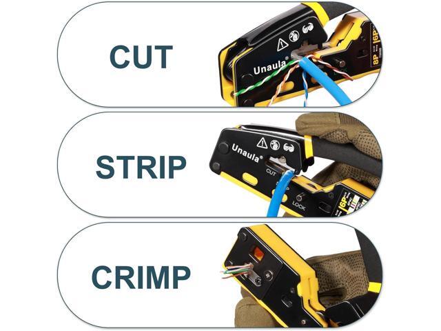 RJ45 Crimp Tool Pass Through Ethernet Crimper Kit Cat5 Cat6 Crimping Tool Kit, Ethernet Crimping Tool Kit RJ45 Crimper
