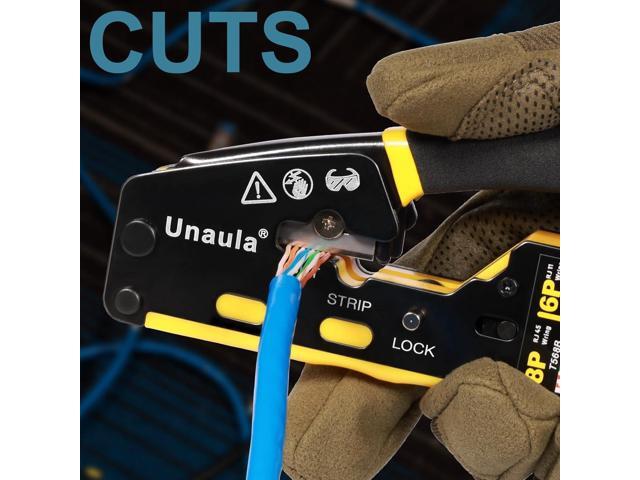 RJ45 Crimp Tool Pass Through Ethernet Crimper Kit Cat5 Cat6 Crimping Tool Kit, Ethernet Crimping Tool Kit RJ45 Crimper