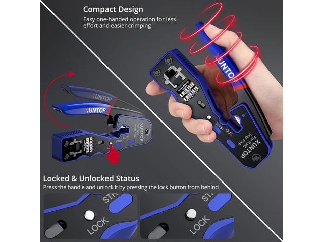 RJ45 Crimp Tool Kit for Cat5 Cat5e Cat6 Cat6a Ethernet Crimping Tool Kit for RJ45 Pass Through Connector with 20 PCS Cat6 Pass Through Crystal...
