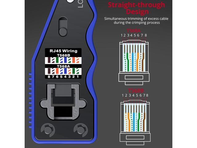 RJ45 Crimp Tool Kit for Cat5 Cat5e Cat6 Cat6a Ethernet Crimping Tool Kit for RJ45 Pass Through Connector with 20 PCS Cat6 Pass Through Crystal...