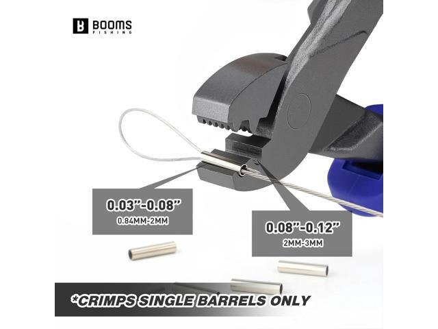Booms Fishing Crimping Pliers Tool: 6.5in Crimper for Single Barrel - 300pcs Sleeves and Lanyard Included, XW41