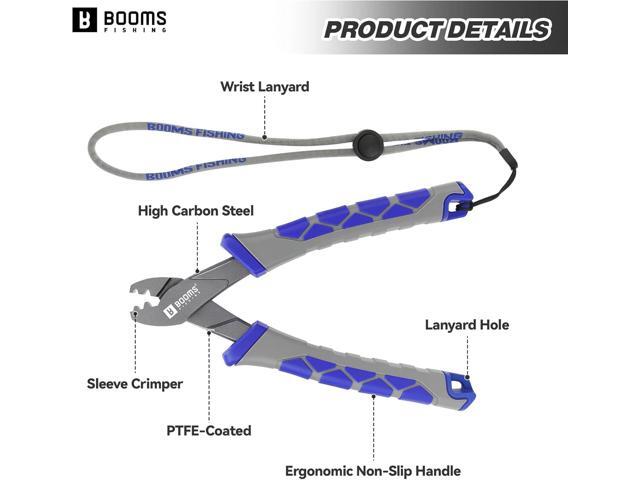 Booms Fishing Crimping Pliers Tool: 6.5in Crimper for Single Barrel - 300pcs Sleeves and Lanyard Included, XW41