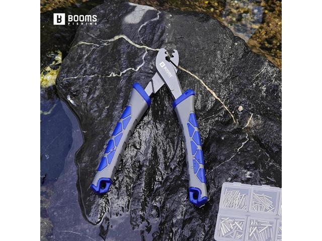 Booms Fishing Crimping Pliers Tool: 6.5in Crimper for Single Barrel - 300pcs Sleeves and Lanyard Included, XW41