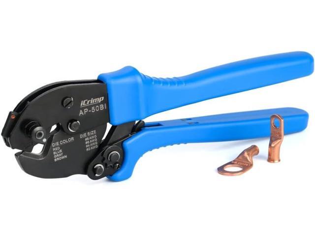 iCrimp AP-50BI Battery Cable Ring Terminal Crimper for 8, 6, 4, 2AWG Copper Cable Lugs, Heavy Duty Wire Lugs and Battery Cable Ends
