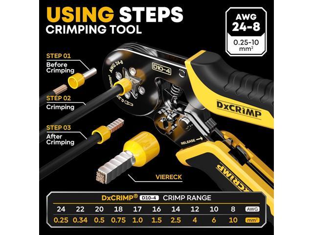 Ferrule Crimping Tool Kit, Ratchet Pliers for 24-8 AWG with 24 Types Insulated and Non-Insulated Ferrules, Ferrule Crimper, Wire Ferrules Kit,...