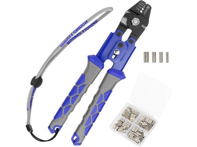 Booms Fishing Crimping Tool Kit: 10.6in Fishing Crimping Pliers with 140pcs Double Barrel Sleeves - Up to 2.2mm Crimper, XW40