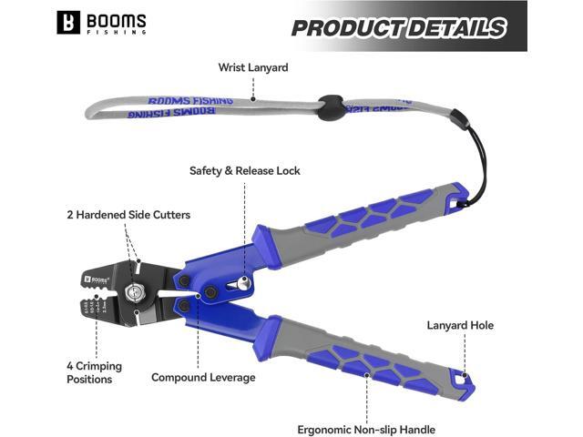 Booms Fishing Crimping Tool Kit: 10.6in Fishing Crimping Pliers with 140pcs Double Barrel Sleeves - Up to 2.2mm Crimper, XW40